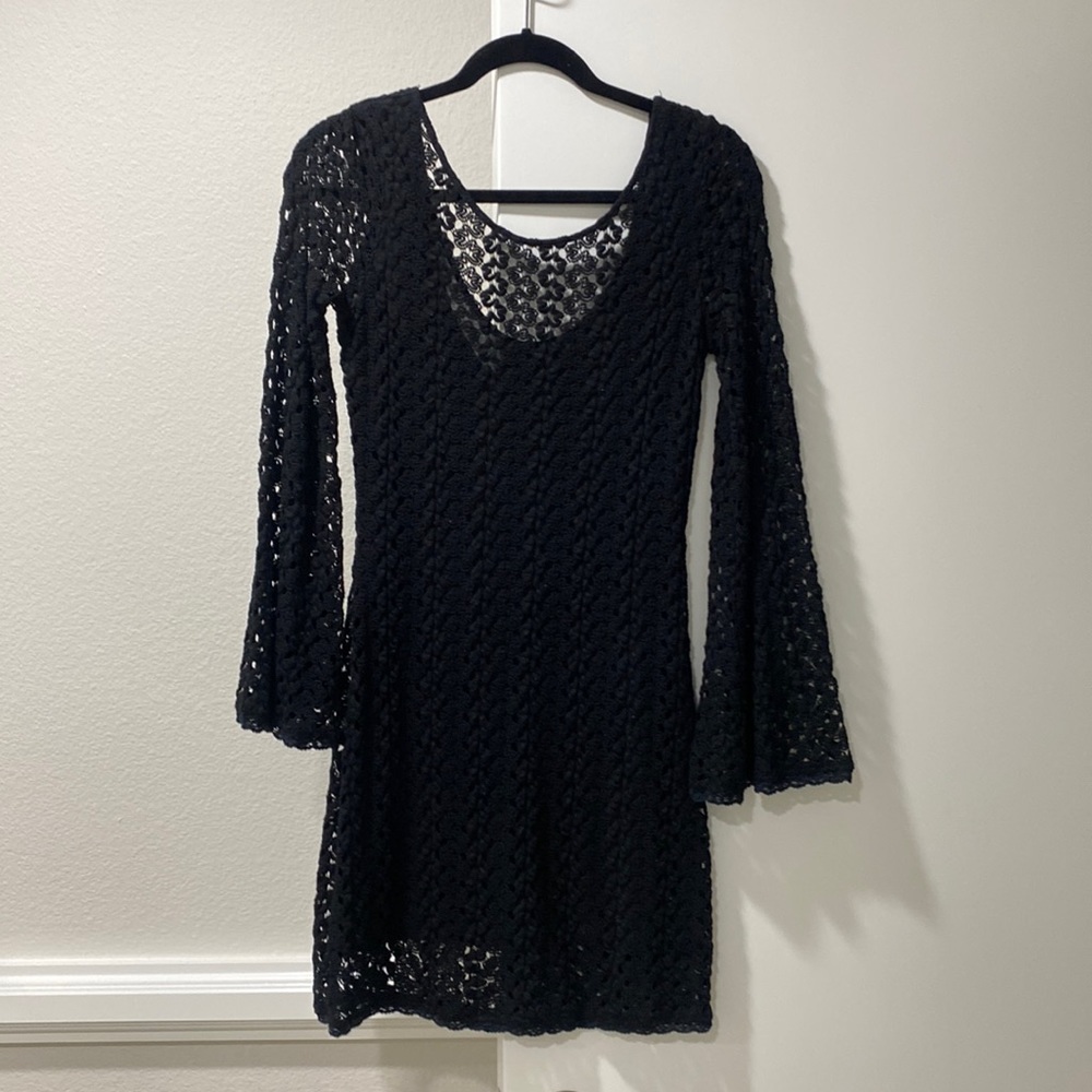 Free People Black Lace Sweater Dress